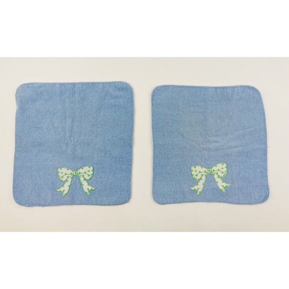 Vintage Springmaid Avanti Towel Set 5 Daisy Polka Dot Bow Blue Green Body Wash C - Picture 7 of 11